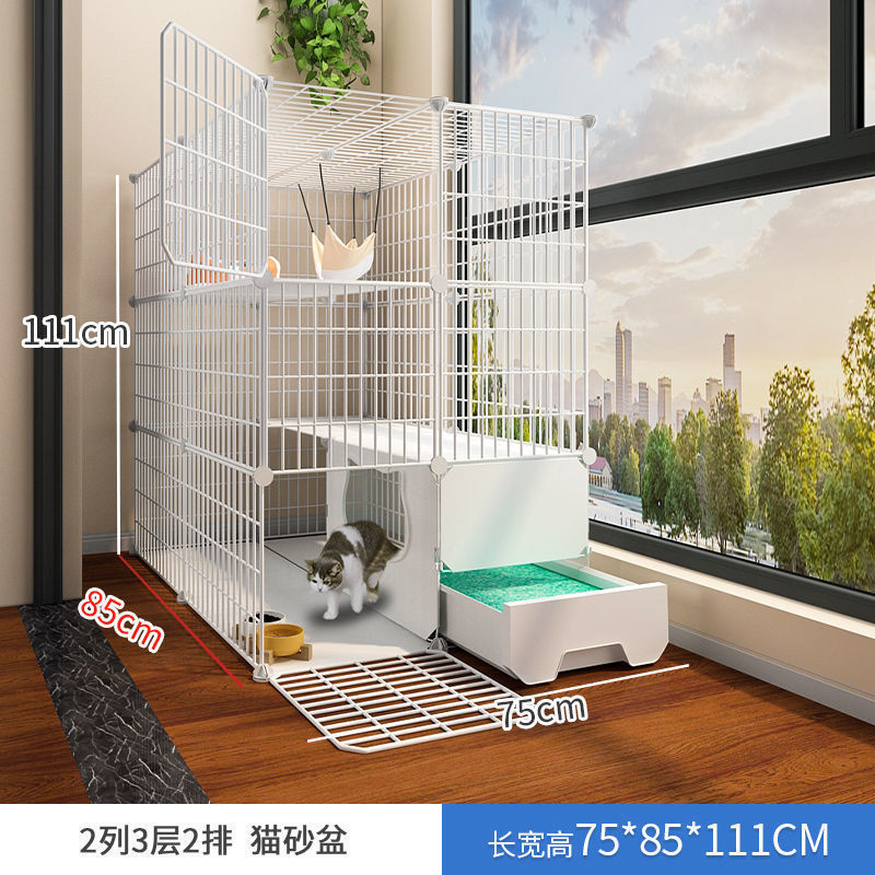 トイレ一体型猫ケージ 特価 3階建て 家庭用 屋内 特大フリースペース ペットヴィラ 猫ハウス|undefined