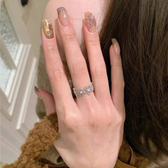 甜美银色蕾丝花环戒指女轻奢精致春夏小众设计开口戒指