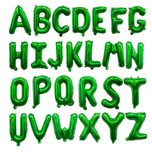 跨境16寸绿色白色字母聚酯薄膜铝箔A-Z套装派对装饰横幅铝膜气球