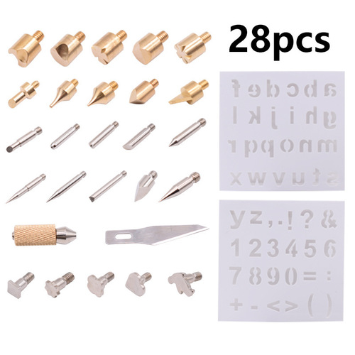 28-piece carving and engraving head gourd carving head pyrography portable electric pyrography pen head pyrography tool iron head wholesale