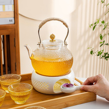 4A9O日式玻璃花茶壶养生温茶炉水果茶壶加热蜡烛底座酒店下午茶具