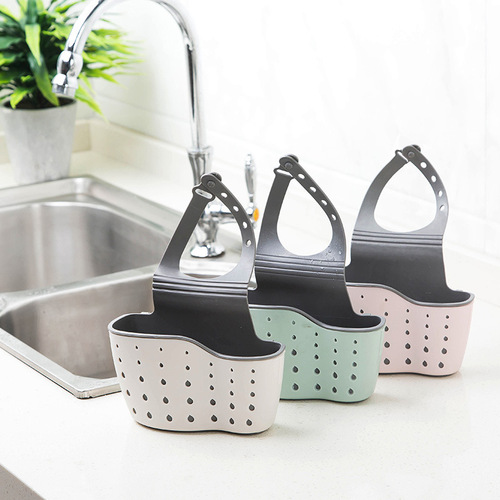 Kitchen sink drain basket hanging bag faucet sponge storage rack washing dishes sink free punch storage hanging basket
