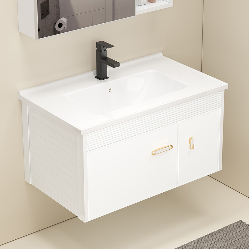 Gabinete de baño de aluminio espacio combinación cuarto de baño lavabo integrado lavabo de cerámica mesa de lavado hogar balcón lavabo