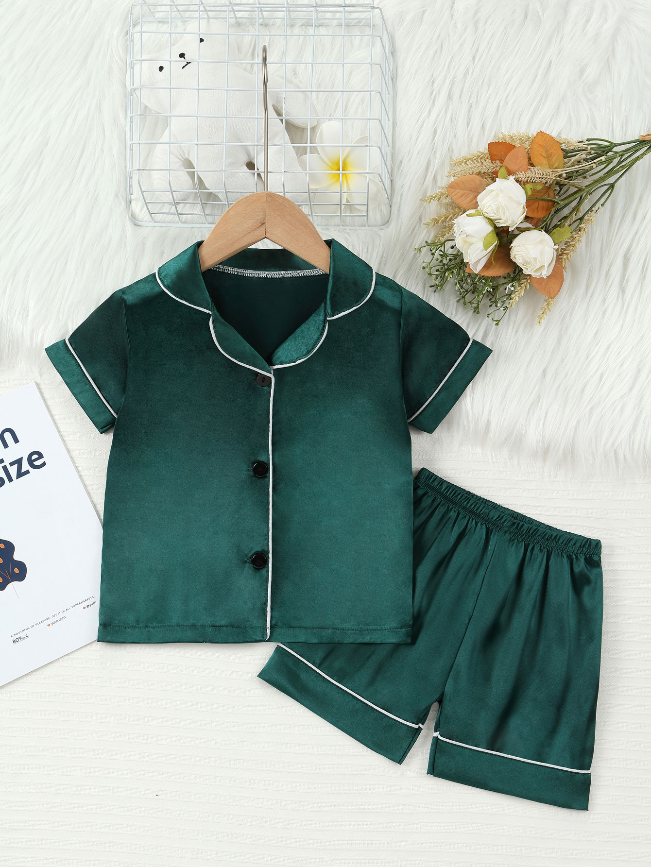 Barn pyjamas set med cartoon tryck kortärmad sommarkläder_voghion.com