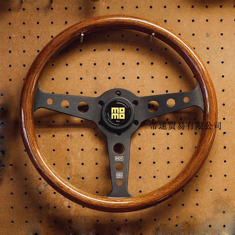 Cross-Border Hot-Selling Car Modification Momo Classic Retro Peach Wood Color Steering Wheel 14-Inch 350mm Quick Release Steering Wheel