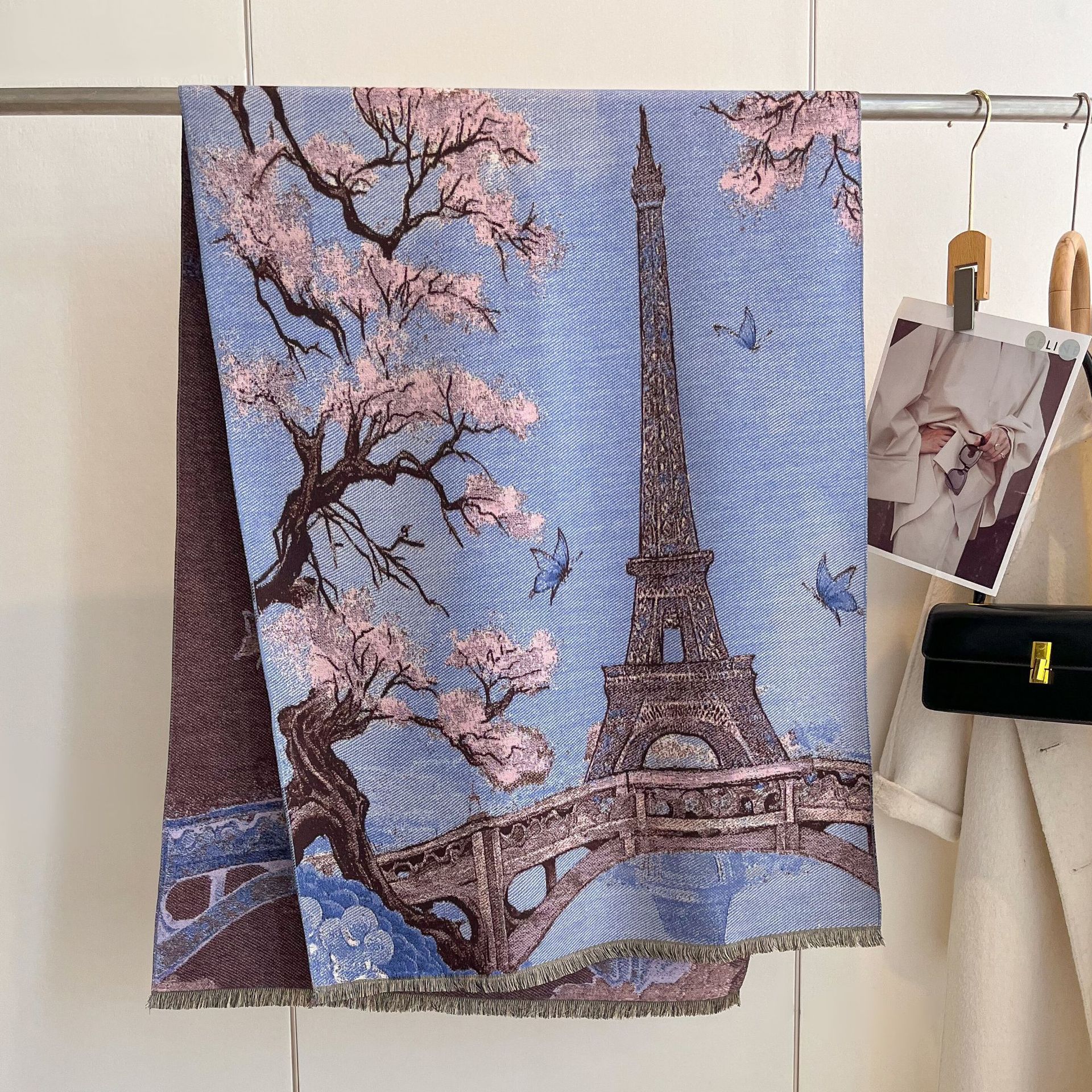 Doble cara invierno engrosado calentamiento collar aire acondicionado chal impresión coreana otoño invierno nuevo bufandas jacquard de cashmere para mujeres