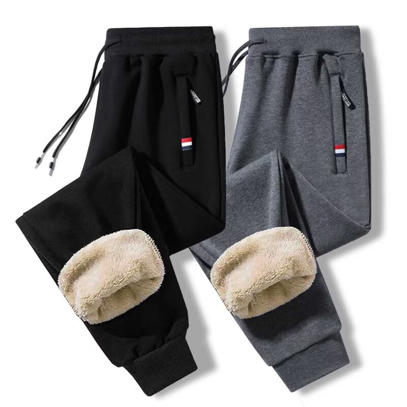 Lamb Fleece Autumn and Winter fleece-lined Thickened Casual Sports Pants Men's Loose Long Pants Extra Large Size Pants