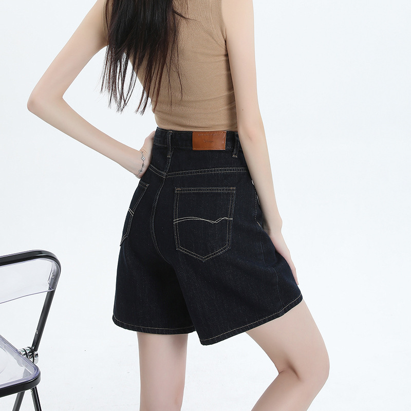 2025 1527# New High Waist Denim Shorts Women's Loose Design Sense Niche Retro Wide 2025 Tide