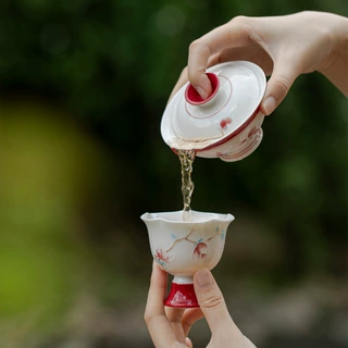 明知山志有田烧玉兰风清手绘家用功夫茶具合集茶壶盖碗茶杯主人杯