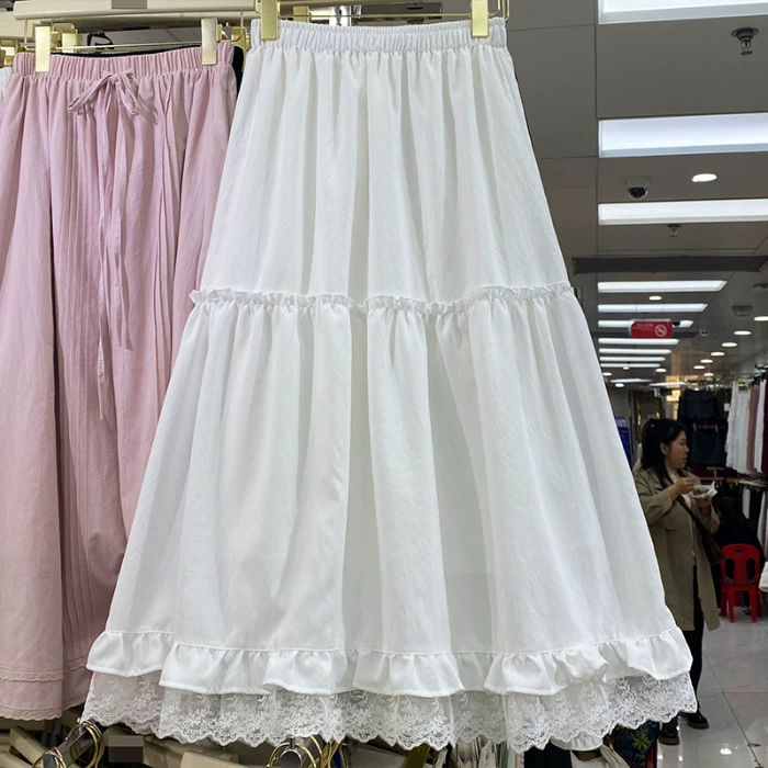 Белая кружевная юбка-бюст весна-лето новый маленький человек с высокой талией
