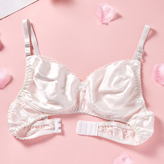 Double-sided mulberry silk thin sponge-free seamless underwear women's silk bra double layer plus size high-grade silk bra