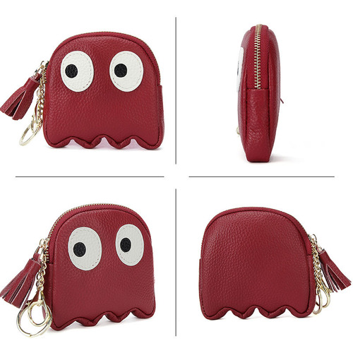 First layer cowhide mini creative cartoon zipper coin bag ins cute keychain coin genuine leather coin purse for women
