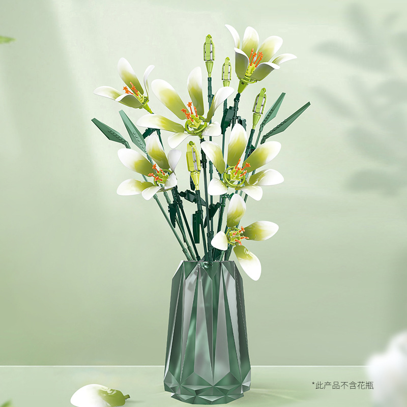 JAKI Jiaqi bloques de construcción suculenta olla montaje decoración interior simulación flor planta juguete lindo regalo la muchacha