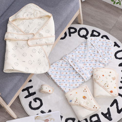 Baby four-layer gauze quilt, maternal and infant supplies, baby bag, single blanket, cotton gauze delivery room quilt, spring, summer and autumn styles