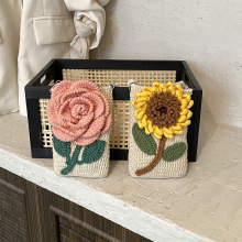 玫瑰花毛线包成品钩织包日系休闲向日葵斜挎包甜美针织单肩配饰包