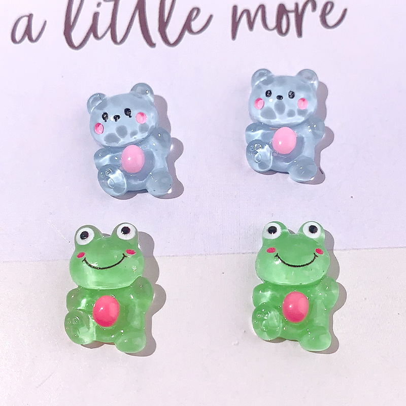 Accesorios de resina de rana de explosión DiDi dibujos animados transparentes animales abrazadera de cabello agujero de cuerda agujero de botón de zapato material de parche de caso de teléfono móvil