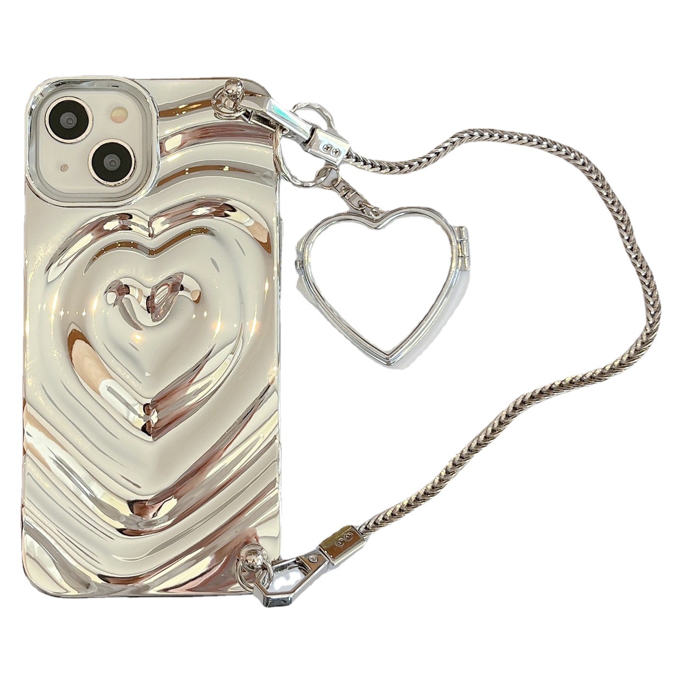 Galvanisiertes Silber, geeignet für iPhone 14 Promax Phone 12/13 Pro Love Handheld Case 11_voghion.com