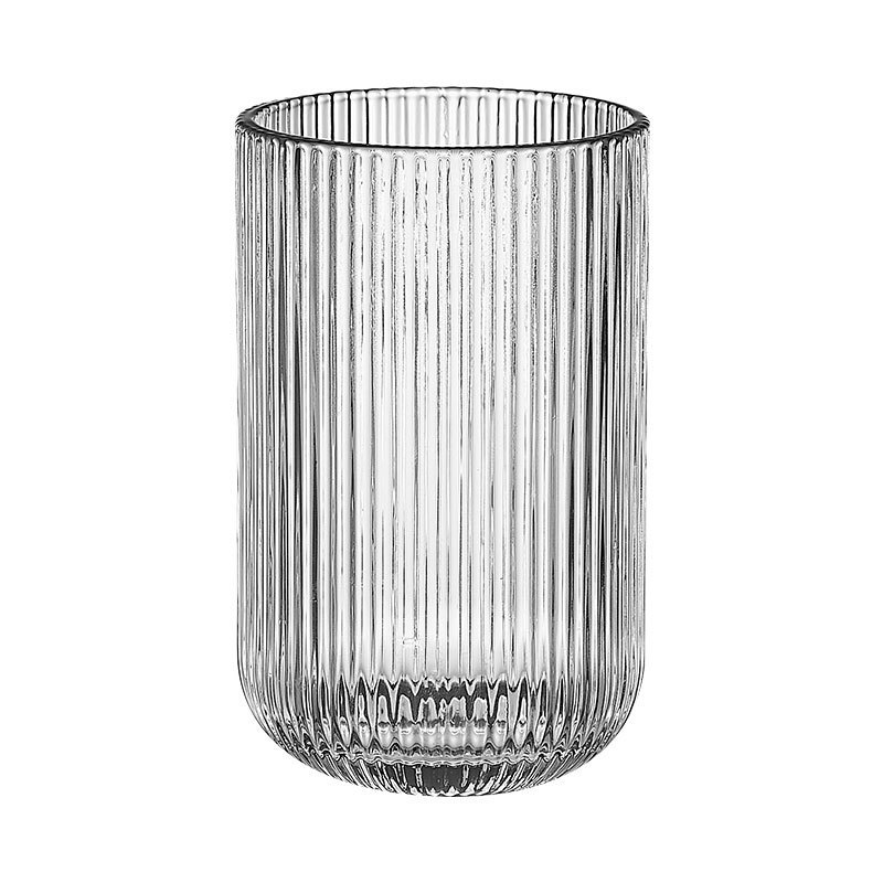 Retro una sola capa vertical taza de vidrio de pie alto taza de desayuno taza de postre taza de yogur taza simple taza de café a rayas clásicas