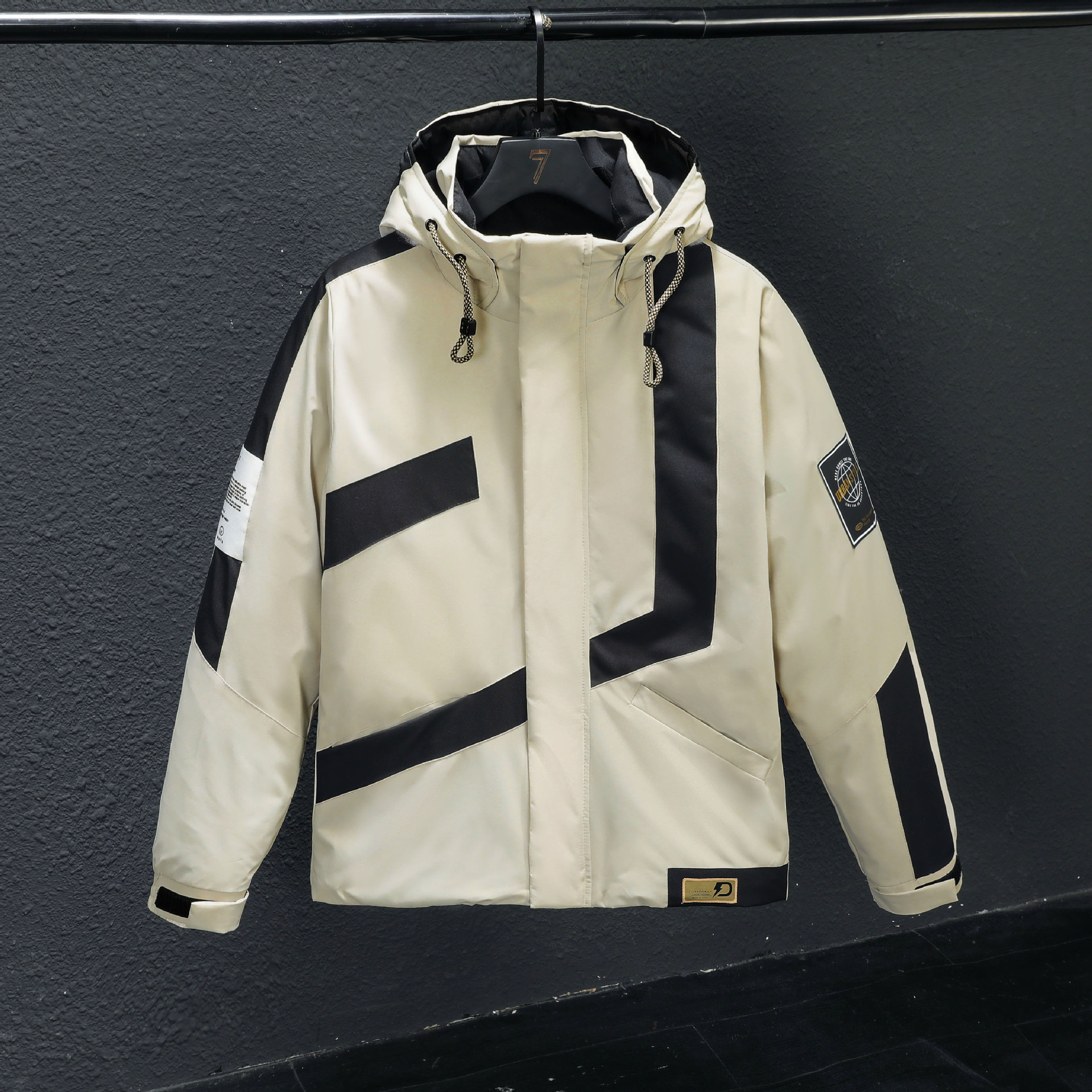 Herrenbekleidung Winterjacke aus Seide und Baumwolle für Herren, große Größe, Baumwolle, Jacke aus Seide und Baumwolle, trendige Freizeitjacke, Baumwollmantel, dicke Kontrastfarbe, 7XL_voghion.com