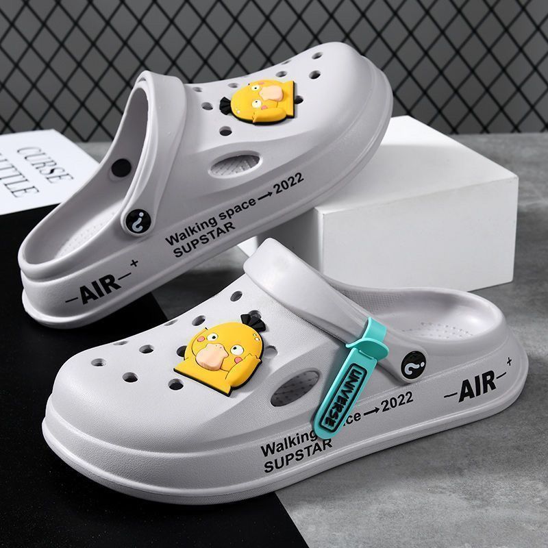 Women's Clogs, Men's Ultra-Thick Cartoon DIY Decorative Couple Men's Slippers, Middle-Aged and Elderly Toe-Toe Sandals That Feel Like Stepping on Shit