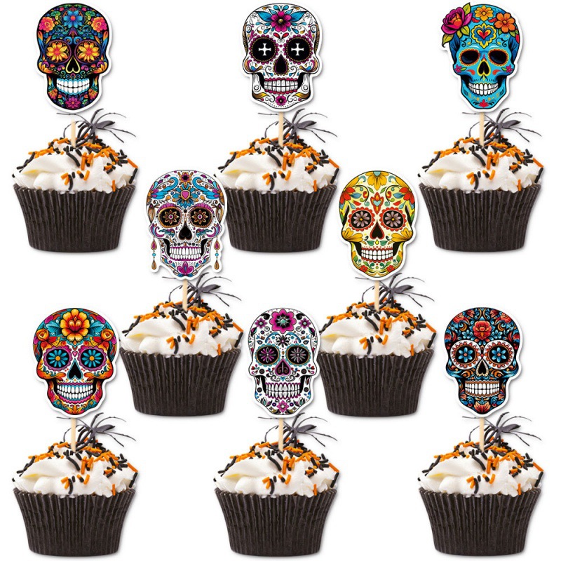 Nuevo cross-border Día de los Muertos Party Decoration Cake Plug Theme Mexican Día de los Muertos Decoration Desserts Plug