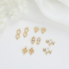 "Zhongxing 14k Gold Colorfast Accessories Diamond Mini Pendant Three-Leaf Clover Butterfly Knot Double Pendant Handmade DIY Jewelry Accessories"