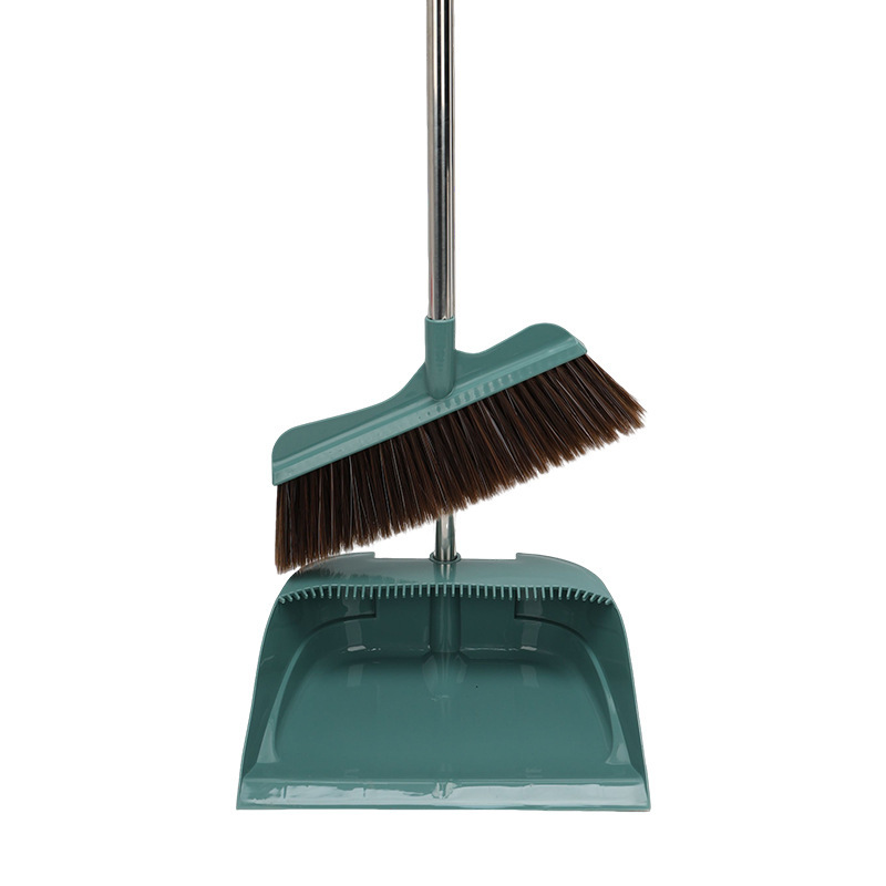 Stainless Steel Filament Soft Bristle Broom and Dustpan Set for Home Use, Lightweight Plastic Broom and Dustpan Combination for Cleaning the Living Room