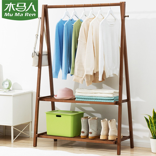 Simple coat rack, floor-standing clothes rack, living room, bedroom clothes rack, children's creative solid wood clothes rack, hat rack