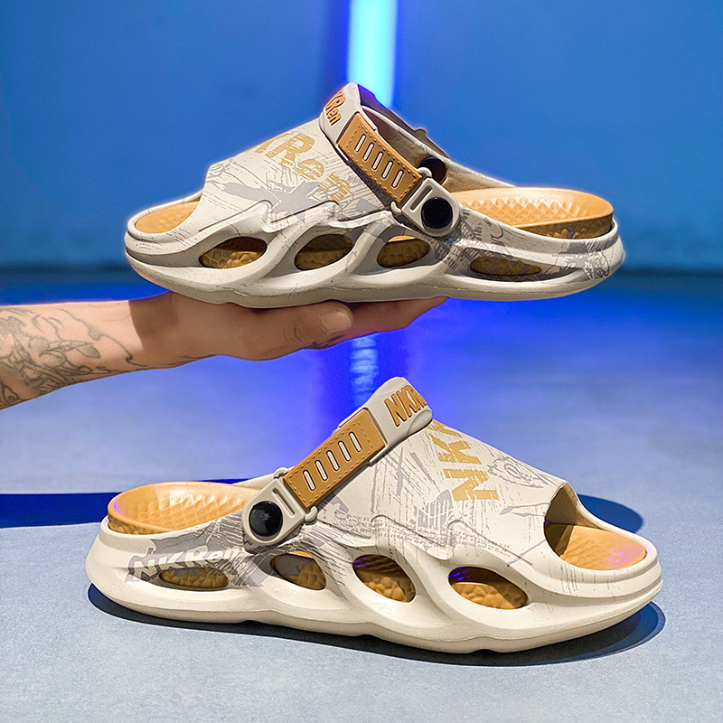 Nuevas zapatillas de verano para hombres, suela gruesa, antideslizante, pisando mierda, adolescente, ocio, deportes, conducción, sandalias de playa