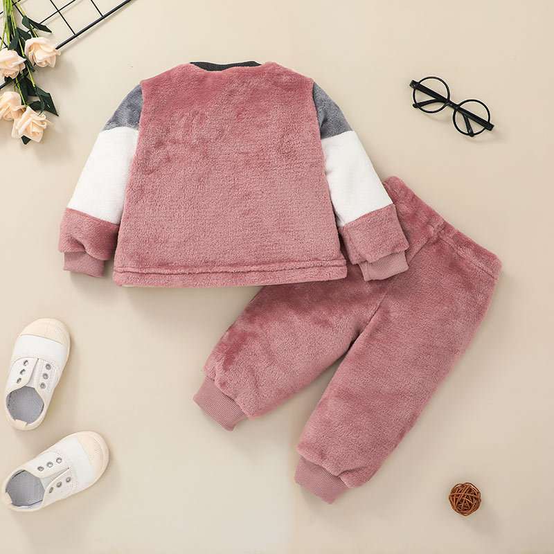 Baby Clothing 2021 Autumn And Winter Baby Sweater Suit Casual Children Clothing Pullover Two-piece Suit display picture 2