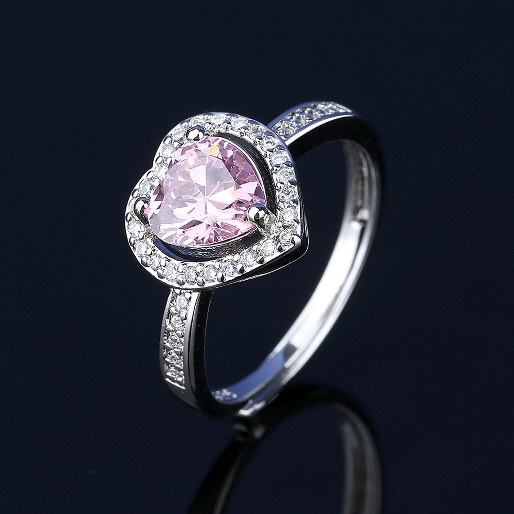 Europa y América Hot Pink Crystal ZIRCON collar mujeres traje de moda anillo amor pendientes Temu cadena suministro joyería