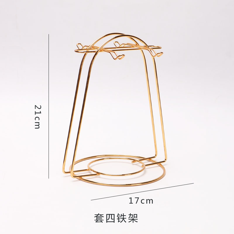 Seis tazas platillo taza de café estante taza de cerámica oro creativo estante de hierro tallado encaje rack de almacenamiento fabricante europeo