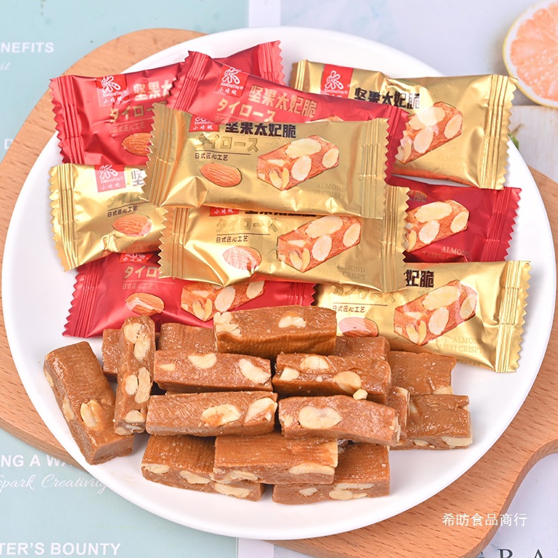 巴旦木海盐杏仁太妃糖喜糖散装糖果网红爆款休闲小零食坚果酥糖
