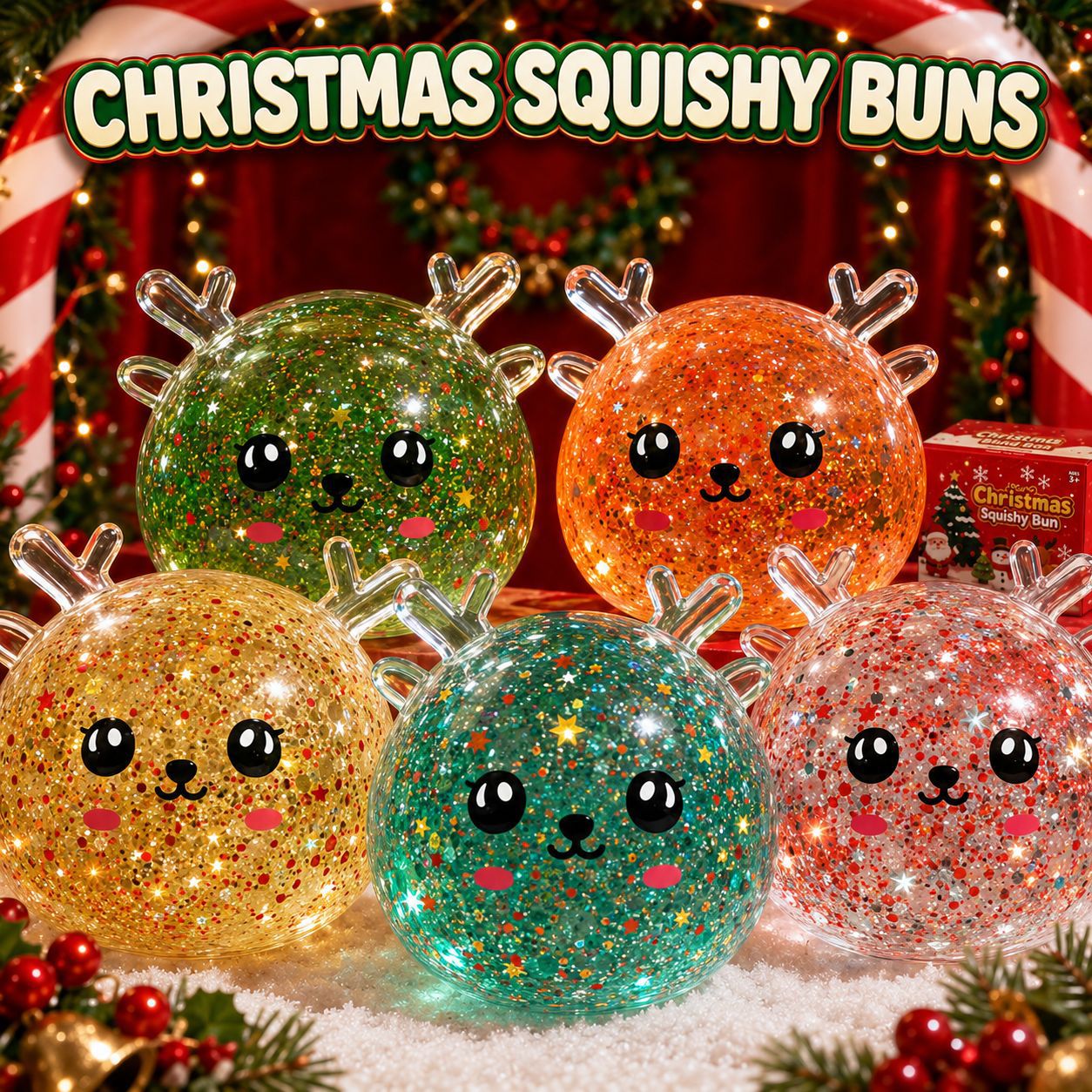 Christmas Squishy Toys: Christmas Bun Squishy Toy, Rabbit Squishy Toy, Reindeer Squishy Toy - Popular Cross-Border Export Product