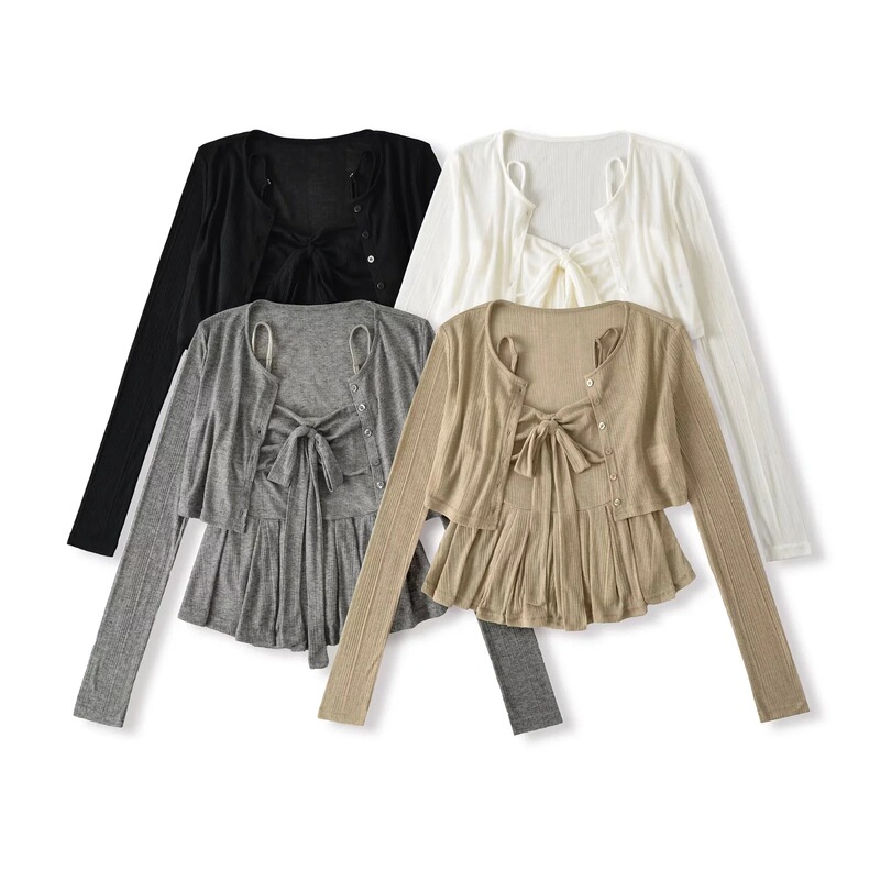 French-Style Socialite Sexy Ruched Camisole Set, New Autumn Elegant Age-Reducing Off-Shoulder Camisole Set French-Style Socialite Sexy Ruched Camisole Set, New Autumn Elegant Age-Reducing Off-Shoulder Camisole Set
