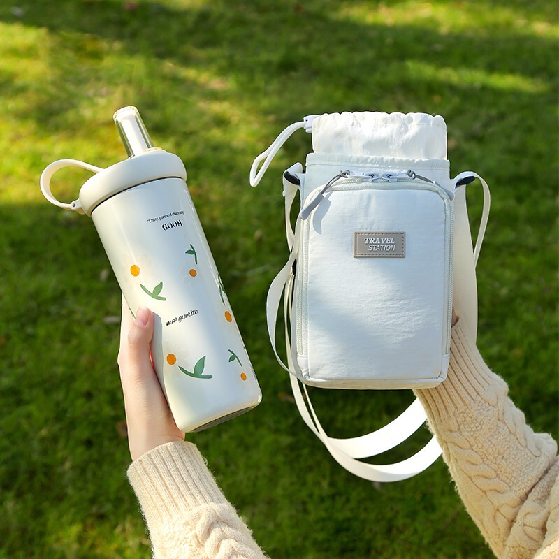 Outdoor Crossbody Water Bottle Bag, Insulated Water Cup Cover, Portable Water Cup Bag, Water Cup Cover, Crossbody, Carryable Water Bottle Hanging Bag