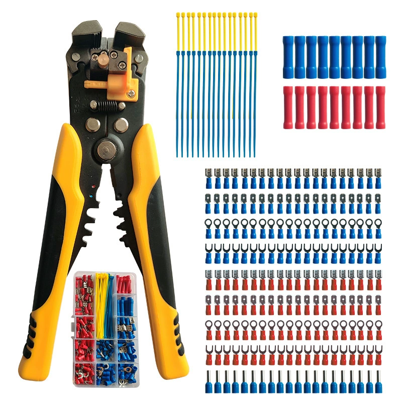 8-дюймовый многофункциональный инструмент для зачистки проводов 260 шт., Клемма холодного отжима, клемма для труб Комбинация предварительно изолированных клемм