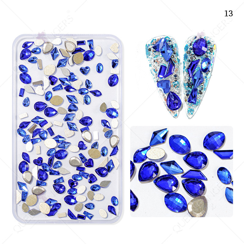 Accesorios de uñas de forma especial de diamante mezclado AB color mágico taladro de uñas plana diamante en forma especial DIY resina de uñas pegatinas de diamantes de imitación