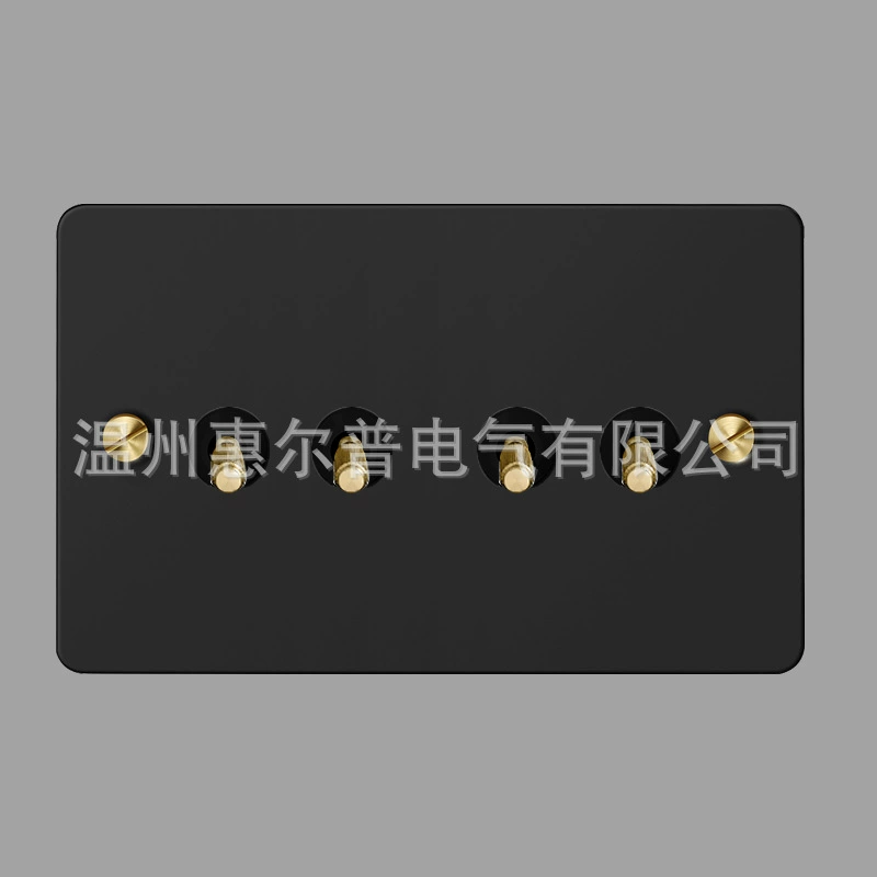 Mounted black retro switch key, light panel stainless steel