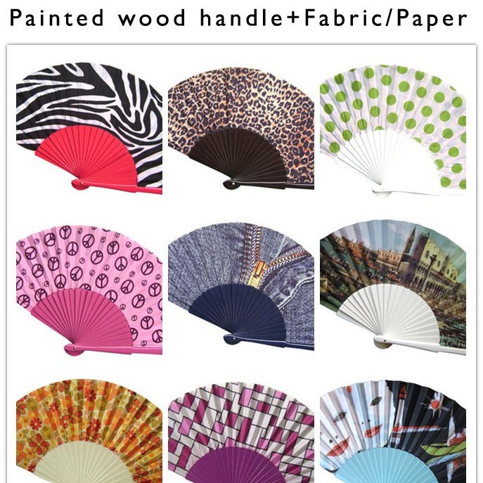 Fabricante de origen, producción al por mayor de abanicos plegables de madera, abanicos españoles, abanicos de madera creativos con impresión personalizada.