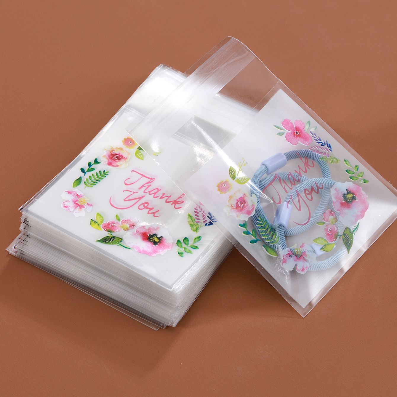 高颜值ins风长方形高档花朵自封袋:防氧化小巧可爱通用礼物包装