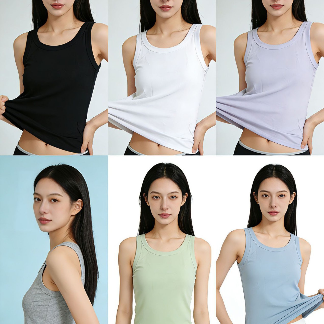 95% Cotton Ribbed Camisole for Women, Suitable for Spring, Summer, and Autumn, Anti-Exposure, Slim Fit, Can Be Worn as an Inner Layer or Outerwear, Sleeveless Top with a Round Neck