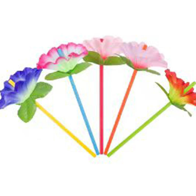 Paja de plástico desechable paja de plástico flexible creativo flor fiesta decoración paja bebida cóctel paja
