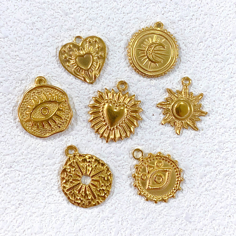 36g Weight Pendant Jewelry Making Type DIY Jewelry Accessories Classification 10 PCS/Package Quantity 304 Stainless Steel Material Heart Shape Pattern Plating Design Retro Style 10 PCS/Package 304 Stainless Steel Heart Shape Pendant 2