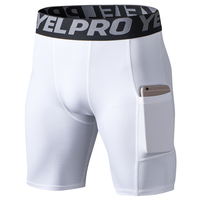 Men's Pro Fitness Shorts with Flap Pocket Pantss, Sports Running Training, Sweat-Wicking, Quick-Drying, High-Elastic Track and Field Tight Shorts