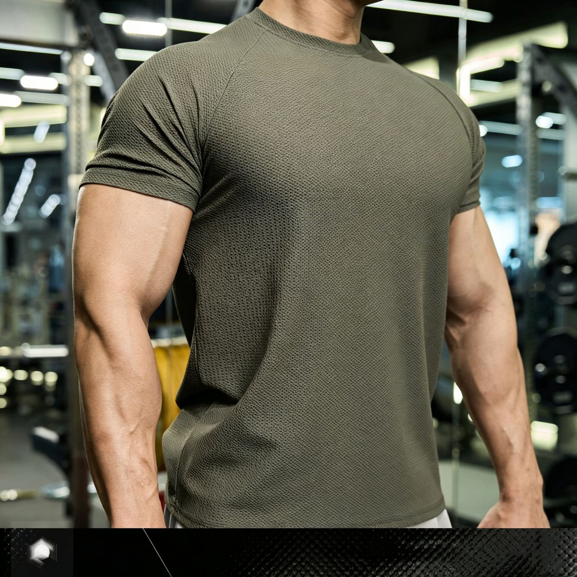 Spring and summer honeycomb pattern American-style cool quick-dry breathable sweat-absorbing short-sleeve 3M printed high-elastic slim-fit sports T-shirt trendy