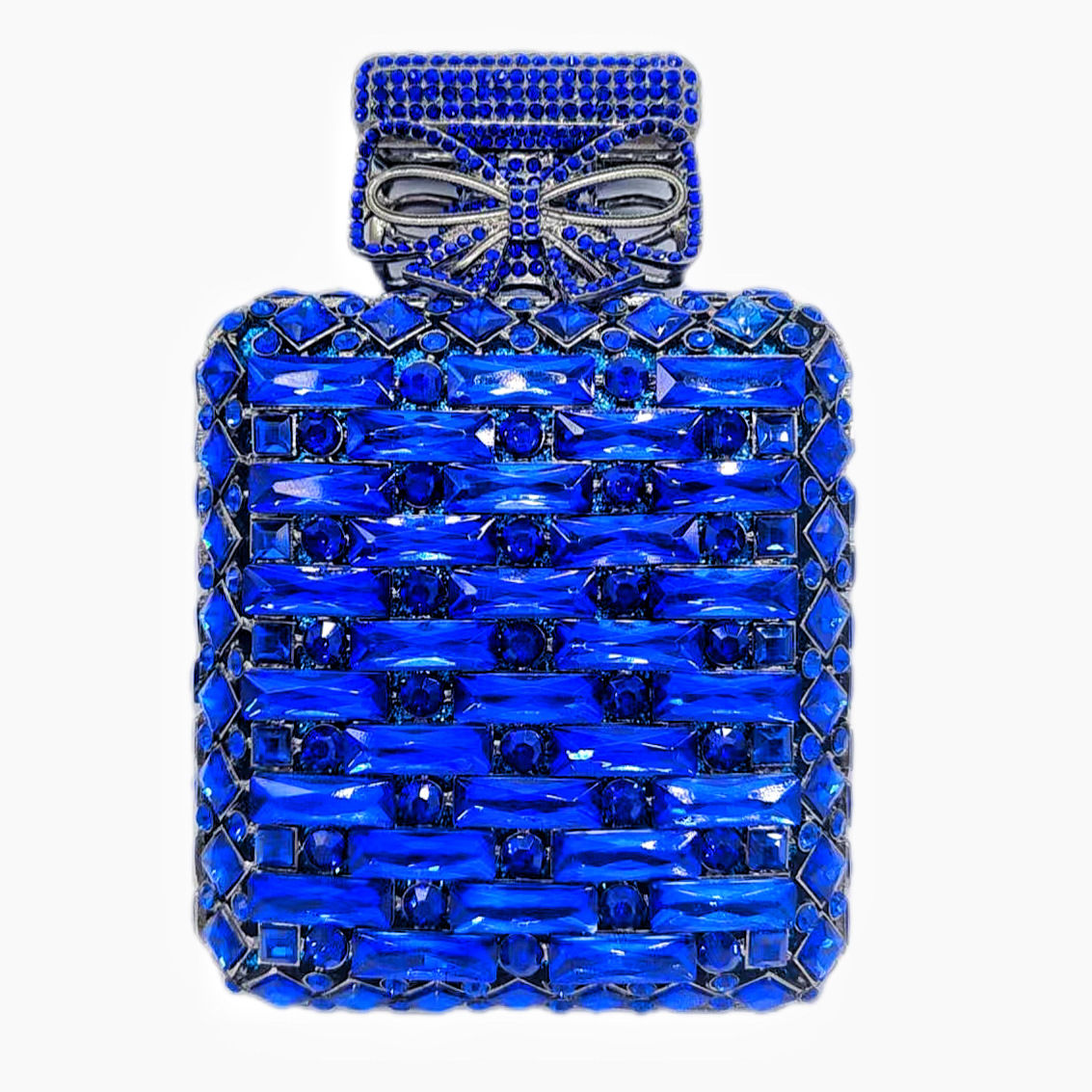 Transfronterizos nueva botella de perfume cuadrada con diamantes bolsas de cena europeas y americanas bolsas de mano de diamantes clutch nuevo oro blanco