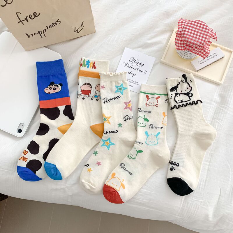 Japanese socks children's thin cute vitality girl college style cartoon ins style children's fun creative tube socks wholesale