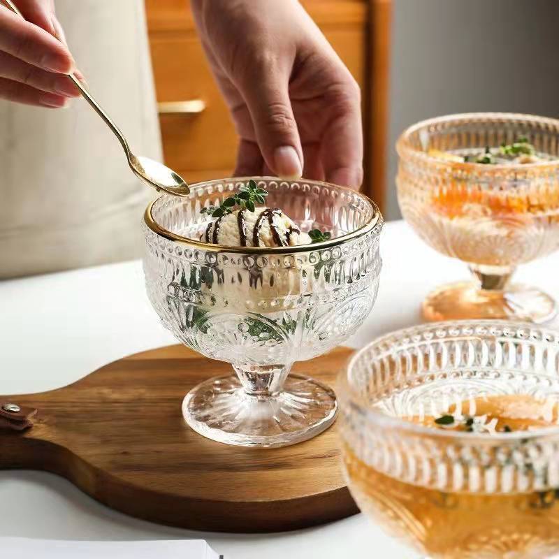 太陽花冰淇淋杯玻璃雪糕杯子創意水果酸奶昔甜品杯冰激凌碗