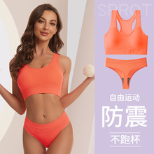 跨境运动美背文胸丁字裤套装平角裤三角裤多色系组合套装